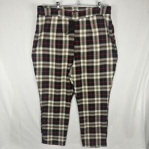 Flat Front Plaid Trousers Women 14 Nasty Gal Collection High Rise  Tan Red Black